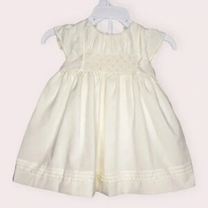 NWT Edgehill Collection dress ivory smocked charmeuse size 3 months